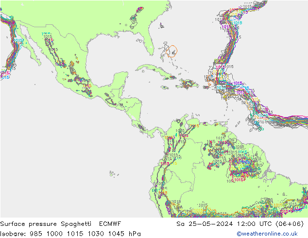 Surface pressure Spaghetti ECMWF Sa 25.05.2024 12 UTC