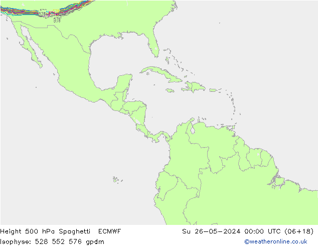 Height 500 hPa Spaghetti ECMWF Su 26.05.2024 00 UTC