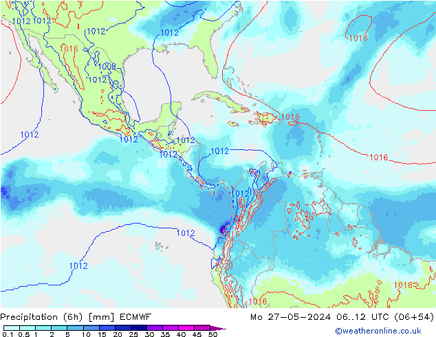 Precipitação (6h) ECMWF Seg 27.05.2024 12 UTC