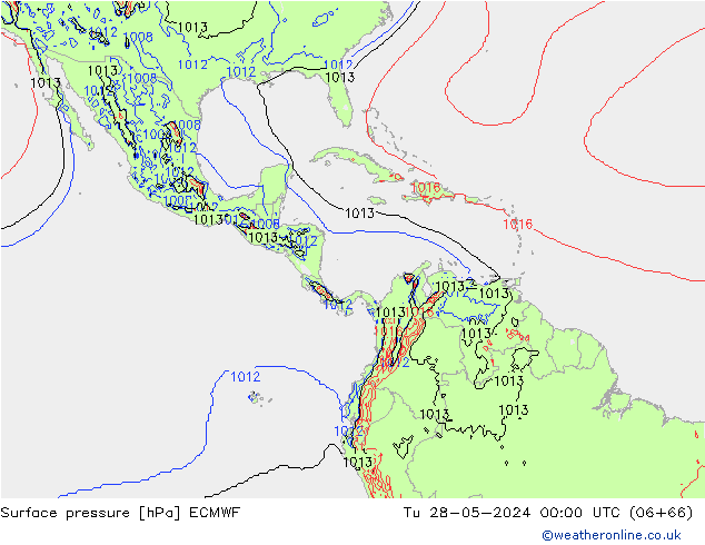 Atmosférický tlak ECMWF Út 28.05.2024 00 UTC