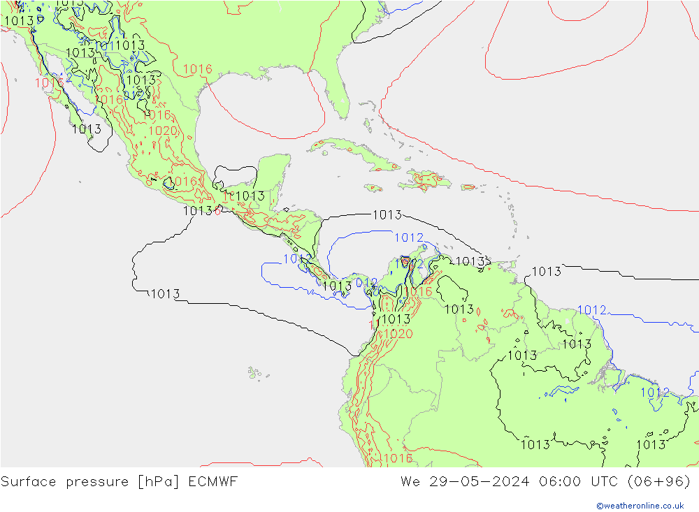 Atmosférický tlak ECMWF St 29.05.2024 06 UTC