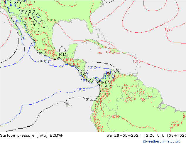 Surface pressure ECMWF We 29.05.2024 12 UTC