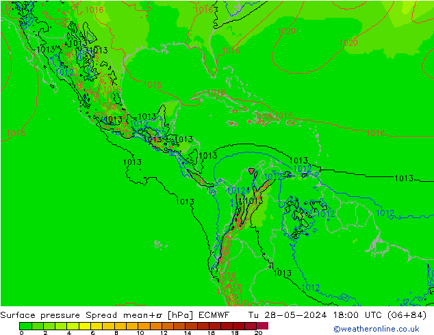 приземное давление Spread ECMWF вт 28.05.2024 18 UTC