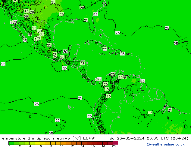 Temperature 2m Spread ECMWF Ne 26.05.2024 06 UTC