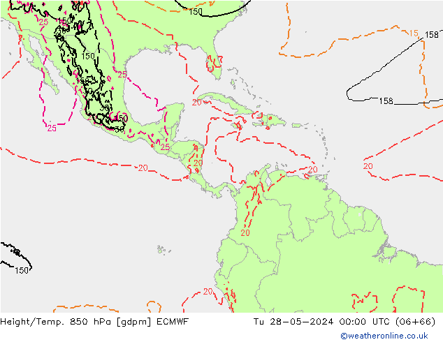 Height/Temp. 850 hPa ECMWF Tu 28.05.2024 00 UTC