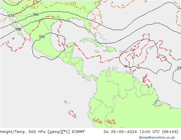 Hoogte/Temp. 500 hPa ECMWF za 25.05.2024 12 UTC