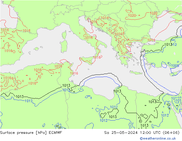 Surface pressure ECMWF Sa 25.05.2024 12 UTC