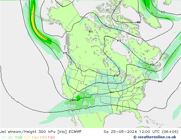 Jet stream/Height 300 hPa ECMWF Sa 25.05.2024 12 UTC