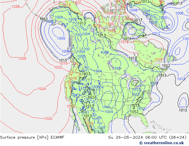 pressão do solo ECMWF Dom 26.05.2024 06 UTC