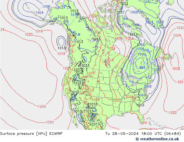 Yer basıncı ECMWF Sa 28.05.2024 18 UTC