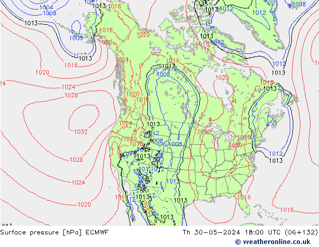 Pressione al suolo ECMWF gio 30.05.2024 18 UTC