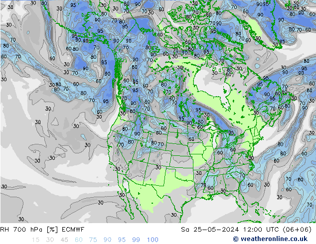 RH 700 hPa ECMWF Sa 25.05.2024 12 UTC