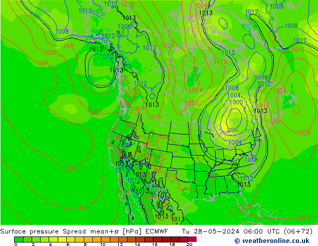 ciśnienie Spread ECMWF wto. 28.05.2024 06 UTC