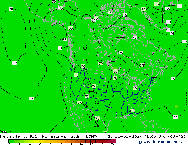 Height/Temp. 925 hPa ECMWF sab 25.05.2024 18 UTC