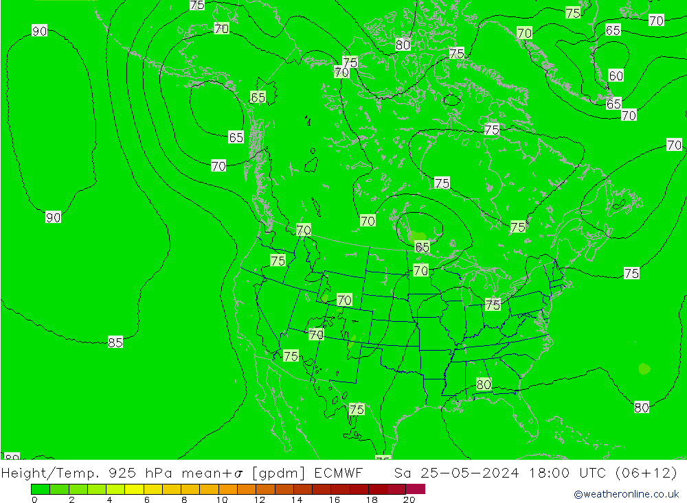 Height/Temp. 925 hPa ECMWF so. 25.05.2024 18 UTC