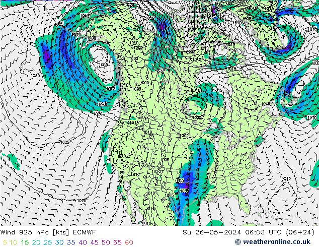 Vento 925 hPa ECMWF Dom 26.05.2024 06 UTC