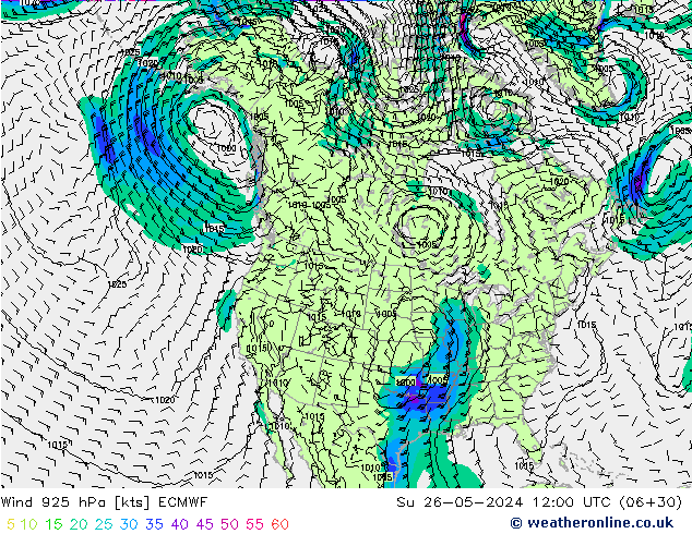 Wind 925 hPa ECMWF Su 26.05.2024 12 UTC