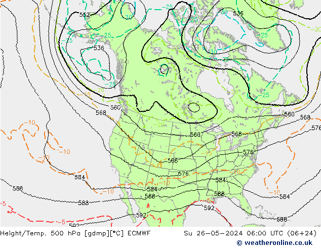 Geop./Temp. 500 hPa ECMWF dom 26.05.2024 06 UTC