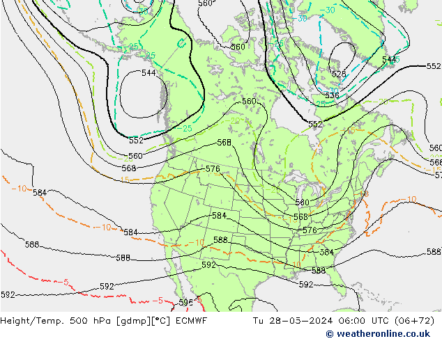 Height/Temp. 500 гПа ECMWF вт 28.05.2024 06 UTC