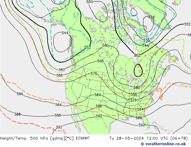 Yükseklik/Sıc. 500 hPa ECMWF Sa 28.05.2024 12 UTC