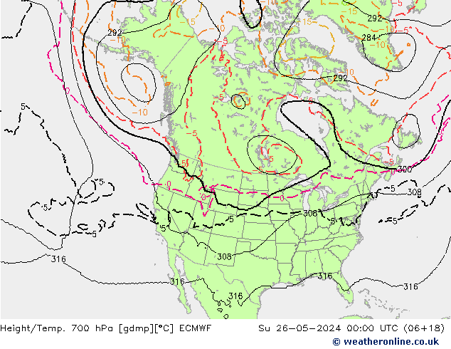 Hoogte/Temp. 700 hPa ECMWF zo 26.05.2024 00 UTC