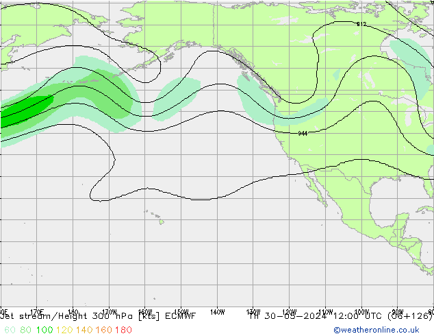 Jet stream/Height 300 hPa ECMWF Th 30.05.2024 12 UTC