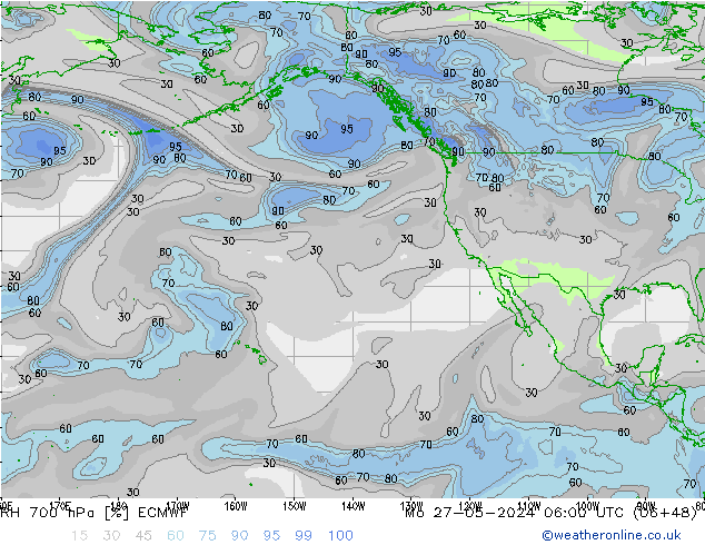 RH 700 hPa ECMWF Mo 27.05.2024 06 UTC