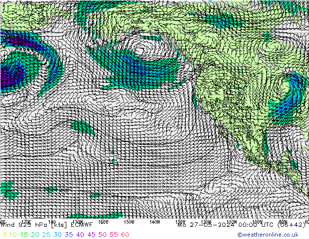 Wind 925 hPa ECMWF Mo 27.05.2024 00 UTC