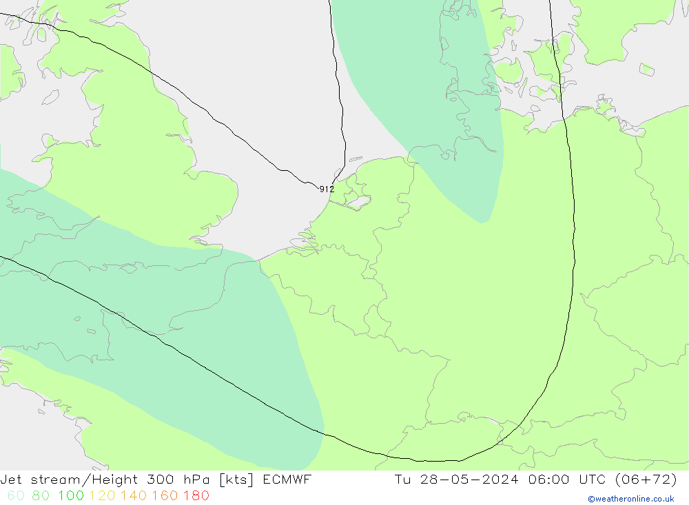 Jet stream/Height 300 hPa ECMWF Tu 28.05.2024 06 UTC