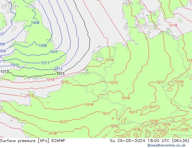 ciśnienie ECMWF nie. 26.05.2024 18 UTC