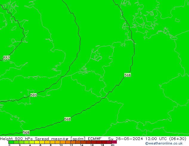 500 hPa Yüksekliği Spread ECMWF Paz 26.05.2024 12 UTC