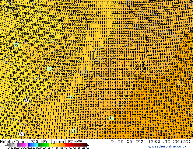 Height/Temp. 925 hPa ECMWF So 26.05.2024 12 UTC