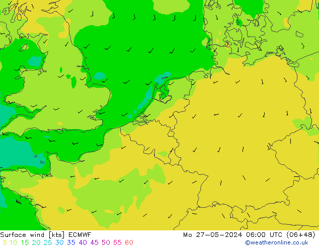 Bodenwind ECMWF Mo 27.05.2024 06 UTC