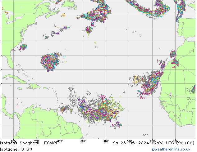 Isotachen Spaghetti ECMWF za 25.05.2024 12 UTC