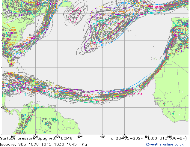 Surface pressure Spaghetti ECMWF Tu 28.05.2024 18 UTC