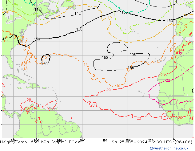 Height/Temp. 850 hPa ECMWF Sáb 25.05.2024 12 UTC