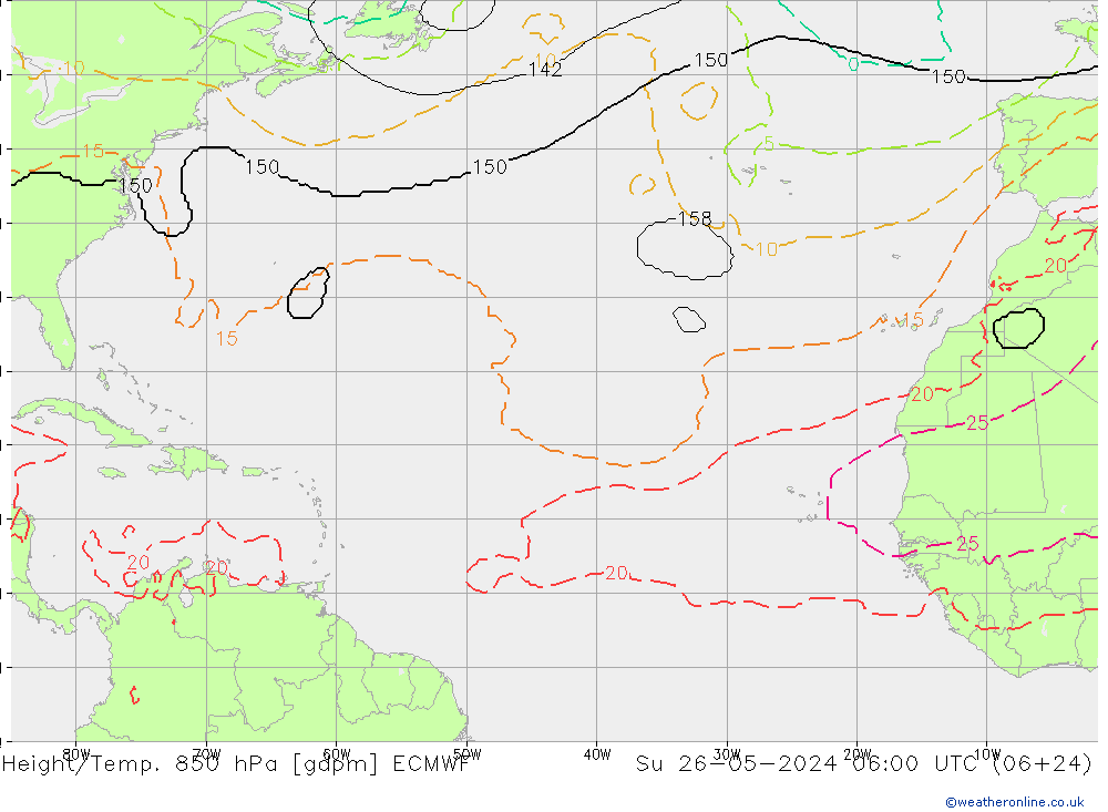 Yükseklik/Sıc. 850 hPa ECMWF Paz 26.05.2024 06 UTC