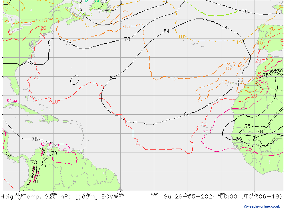 Hoogte/Temp. 925 hPa ECMWF zo 26.05.2024 00 UTC