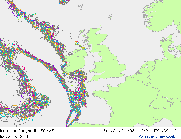 Izotacha Spaghetti ECMWF so. 25.05.2024 12 UTC