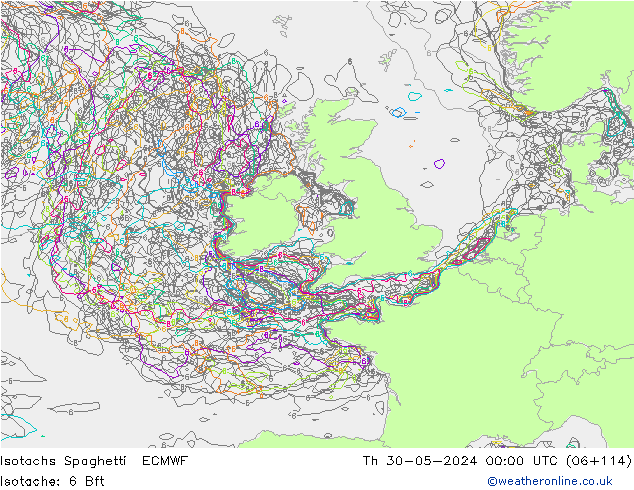 Eşrüzgar Hızları Spaghetti ECMWF Per 30.05.2024 00 UTC