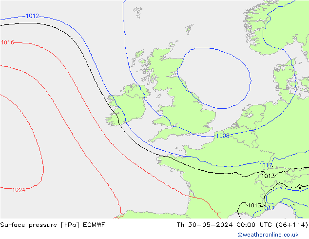 Luchtdruk (Grond) ECMWF do 30.05.2024 00 UTC