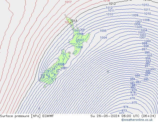 Surface pressure ECMWF Su 26.05.2024 06 UTC