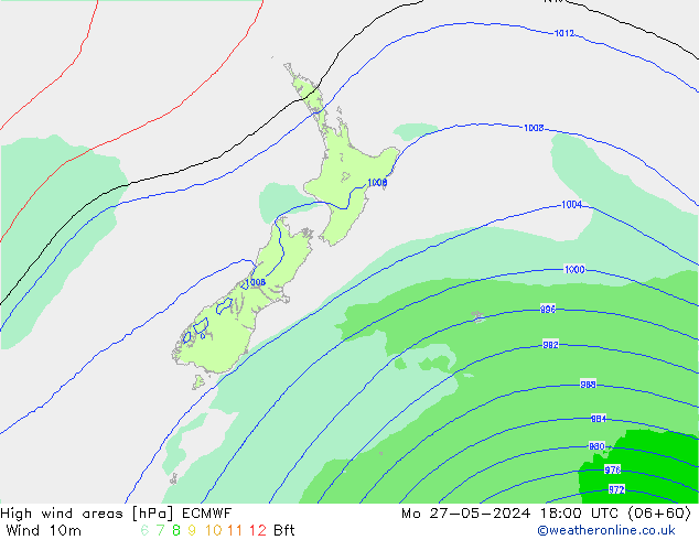 Izotacha ECMWF pon. 27.05.2024 18 UTC