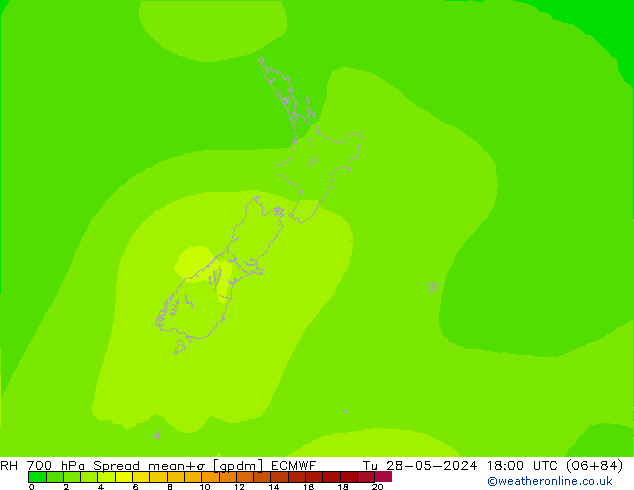 RH 700 hPa Spread ECMWF Tu 28.05.2024 18 UTC