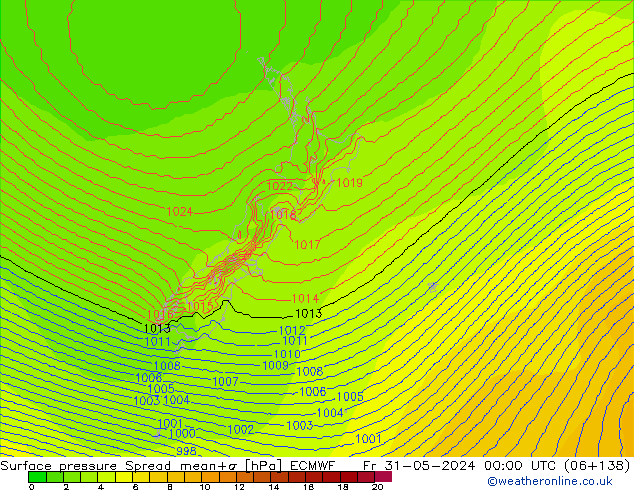 приземное давление Spread ECMWF пт 31.05.2024 00 UTC