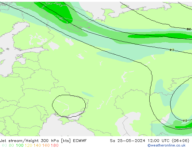 Jet stream/Height 300 hPa ECMWF Sa 25.05.2024 12 UTC