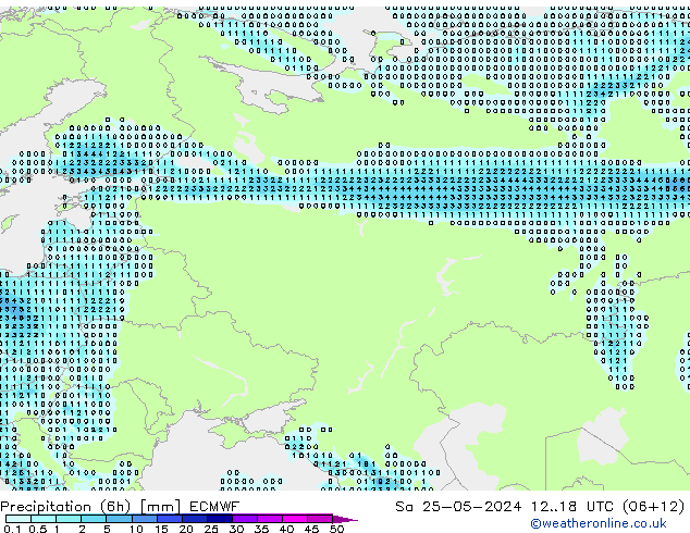 осадки (6h) ECMWF сб 25.05.2024 18 UTC