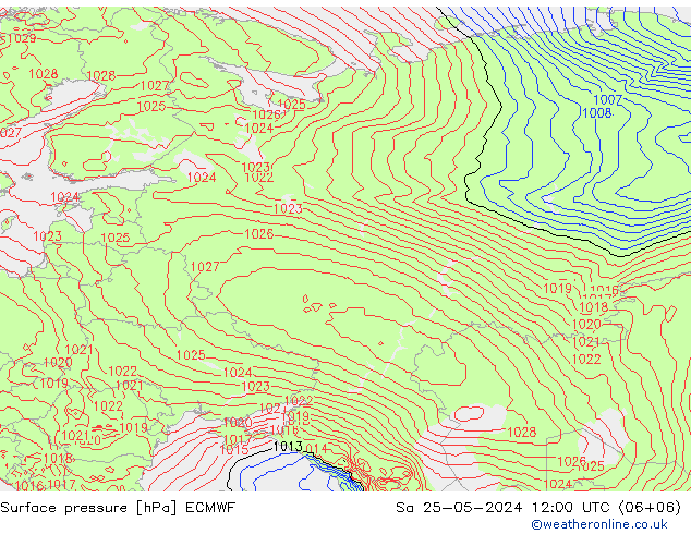 Surface pressure ECMWF Sa 25.05.2024 12 UTC