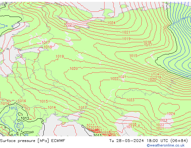 Bodendruck ECMWF Di 28.05.2024 18 UTC