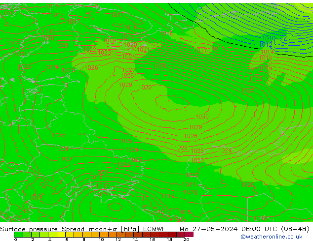 ciśnienie Spread ECMWF pon. 27.05.2024 06 UTC